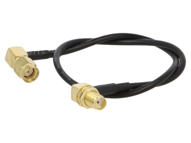 Cablu RF 50&Omega; 0.3m RP-SMA Tată la SMA Soclu Negru &icirc;n Unghi