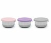 SET 3 RECIPIENTE MINI INOX CU CAPAC SILICON, MELII, ROZ MOV GRI