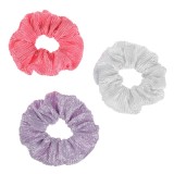 Set 3 Elastice de Păr Textile Metalizate pentru Copii, Fucsia, Lila și Argintiu, CMCLASS