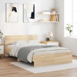 vidaXL Cadru de pat cu headboard Sonoma 137 x 190 cm Lemn compozit 3402860