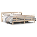 Cumpara ieftin Cadru pat cu tablie 200x200 cm, lemn masiv de pin