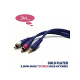 Cablu audio Jack 3.5 mm la 2x RCA 3m aurit