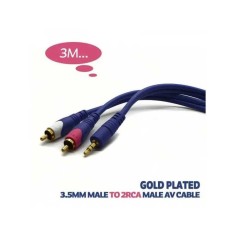 Cablu audio Jack 3.5 mm la 2x RCA 3m aurit