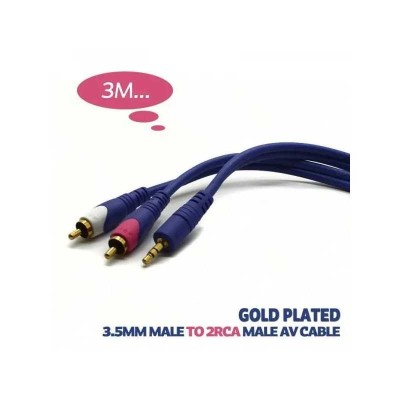 Cablu audio Jack 3.5 mm la 2x RCA 3m aurit foto