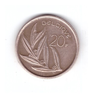 Moneda Belgia 20 francs/franci 1981, stare buna, curata foto