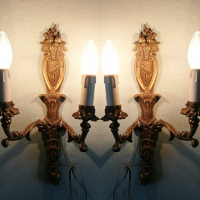 Pereche aplice din bronz masiv in stilul francez foto