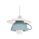 Cumpara ieftin Pendul Deco Republic &bdquo;Afternoon tea&rdquo; E27, 1x60W, bol + farfurie ceramica, bleu-turquoise