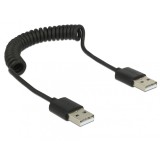 Cablu USB 2.0 T-T spiralat 20-60cm, Delock 83239