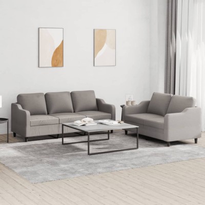 Gossi set de canapea cu perne, 2 piese, gri taupe, material textil foto