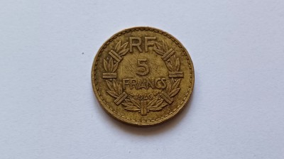 Franta -5 Francs 1946 foto