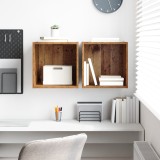 vidaXL Set de rafturi de perete 2 Pachete - Lemn Vechi - 37x37x37 cm - Fabricat din lemn prelucrat