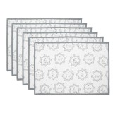 Cumpara ieftin Set 6 suporturi farfurii bumbac alb gri Pisicute 48x33 cm