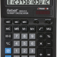 Calculator De Birou, 12 Digits, 193 X 143 X 38 Mm, Rebell Bdc 412 - Negru