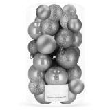 Set globuri de Craciun, 30 bucati, 3 modele, 4/5/6cm, gri argintiu Household NewTrend