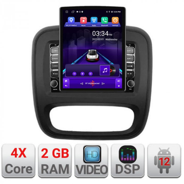 Navigatie dedicata Renault Trafic 2014-2017 K-rt09 ecran tip TESLA 9.7&quot; cu Android Radio Bluetooth Internet GPS WIFI 2+32 DSP Q CarStore Technology