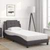 VidaXL Cadru de pat cu tăblie, gri, 90x200 cm, piele ecologică 3208159