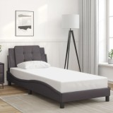 VidaXL Cadru de pat cu tăblie, gri, 100x200 cm, piele ecologică