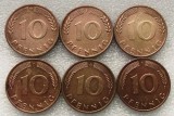 P3. GERMANIA RFG lot 10 PFENNIG 1950 D + J 1969 D 1976 D 1981 G 1985 F **