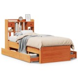 Cumpara ieftin Pat biblioteca fara saltea maro ceruit 75x190 cm lemn masiv pin