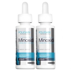 Solutie Foligain Minoxidil 5%, alcool scazut, tratament pentru cresterea parului, 2 flacoane + o pipeta