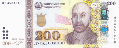 Bancnota Tadjikistan 200 Som 2021- PNew UNC foto
