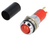 Lampă LED de control roșie 230VAC IP67 metal &Oslash;14,2mm