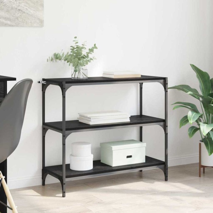 vidaXL Dulap pentru cărți Stejar Negru 80 x 33 x 70,5 cm 881110