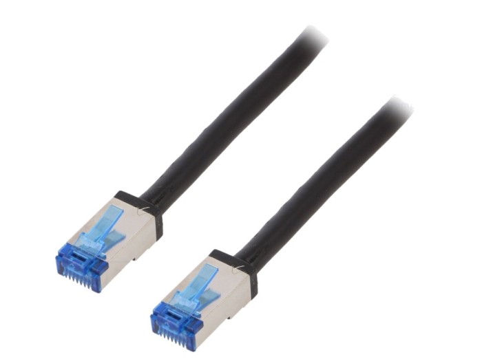 Cablu patch cord S/FTP Cat6a negru 50m