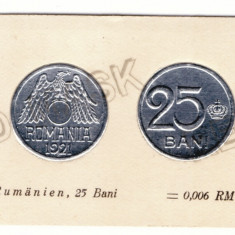 25 BANI 1921 - Aluminiu COINS, Reclama FERDINAND, Carton Embosat ( 6,5/4 cm )