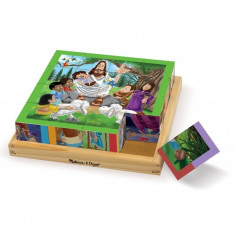 Cuburi puzzle Noul Testament Melissa &amp;amp;amp; Doug, 16 cuburi, 6 imagini foto