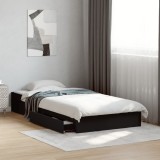 VidaXL Cadru de pat cu sertare, negru, 90x190 cm, lemn prelucrat
