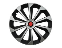 Set 4 capace roti Fame Gri-Negru cu inel R15, pentru gama auto Suzuki