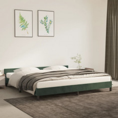 vidaXL Cadru de pat cu tăblie, verde închis, 200x200 cm, catifea