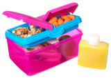 Cumpara ieftin Cutie alimente din plastic 3 comp+sticluta apa Sistema Lunch Box Quaddie 2L