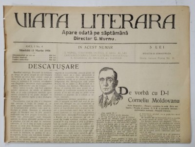 VIATA LITERARA , DIRECTOR G. MURNU , SAPTAMANAL , ANUL I , NR. 4 , 13 MARTIE , 1926 foto