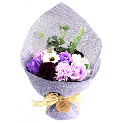 BUCHET DE FLORI DIN SĂPUN &amp;quot;DE LA SUFLET PENTRU CORP&amp;quot; - NUANȚE LILA foto