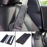 2x Pernute pentru Centura de Siguranta, Perne de Protectie pentru Centura, Negre cu Cusaturi Rosii Performance AutoTuning