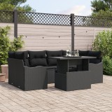 Set de sofa modular pentru gradina Gossi cu perne negru poliratan, canapea pentru gradina cu spatiu de depozitare si perne Gossi negru poliratan