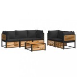 Set de canapele gradina cu perne, 6 piese, lemn masiv acacia