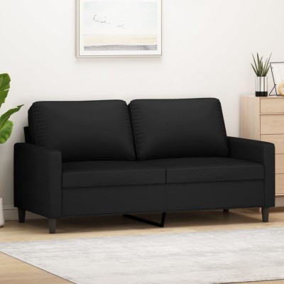 vidaXL Canapea cu 2 locuri, negru, 140 cm, catifea 359204 foto