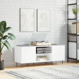 Comoda Vinil Gossi, Alb, 121x38x48 cm, Lemn Prelucrat, Dulap Discuri, Rafturi Depozitare, Suport Aparat Inregistrare