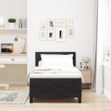 vidaXL Pat cu Arcuri și Saltea cu saltea Negru 90 x 200 cm țesătură