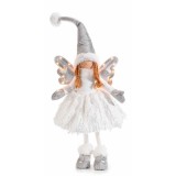 Figurina Inger argintiu alb cu leduri 17x8.5x52 cm