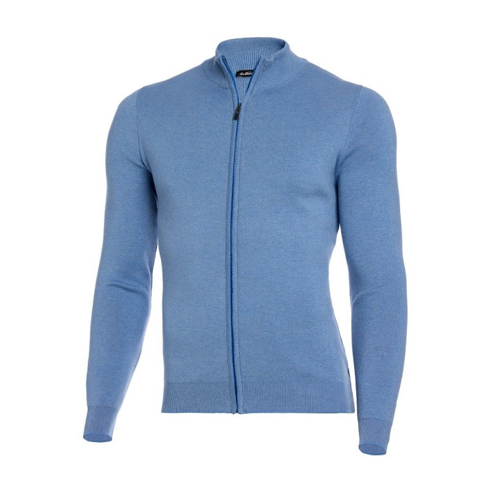 Pulover bărbați cu fermoar bleu PL018