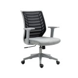 Scaun birou ergonomic SL Q320, mesh, mecanism inclinare, baza polipropilena, suport lombar, roti cauciucate, 90 kg, negru/gri