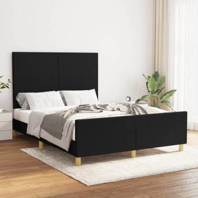 vidaXL Cadru de pat fără saltea, negru, 140x200 cm, textil foto