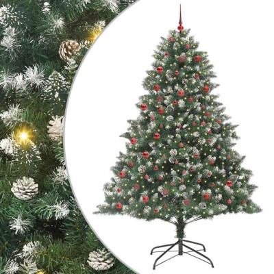 Brad de Crăciun artificial cu 300 LED Verde 140 x 140 x 210 cm foto