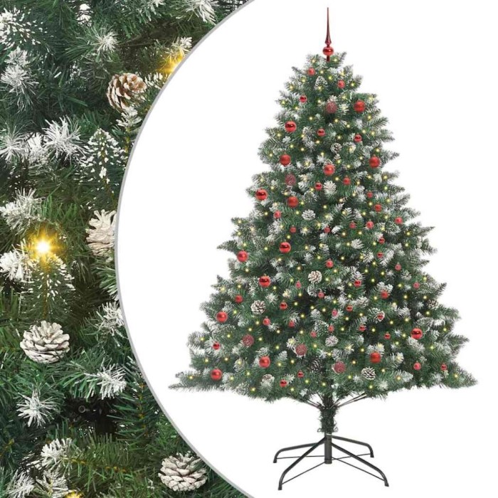 Brad de Crăciun artificial cu 300 LED Verde 140 x 140 x 210 cm