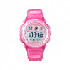 Ceas de copii sport SKMEI 1451 waterproof 5ATM cu cronometru,alarma, data si iluminare ecra, roz foto