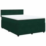 Cumpara ieftin Pat box spring cu saltea, verde inchis, 140x200 cm, catifea